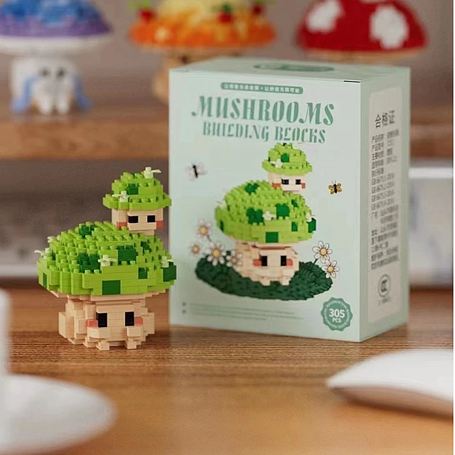New Simulated Introverted Mushroom Micro-particle Building Block Toy Cute Mushroom Assembly Model Children's Educational Toy 2