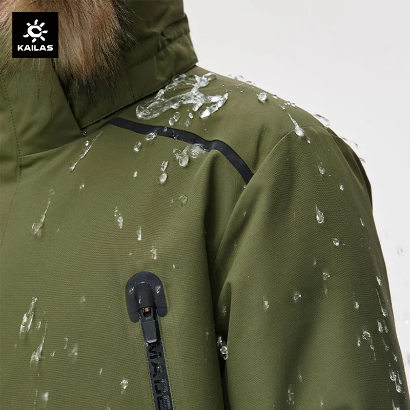 KAILAS Down Coat Thickened Workwear Waterproof Mountaineering Large Fur Collar Mid length Parke Style Goose Down Coat KG2043501