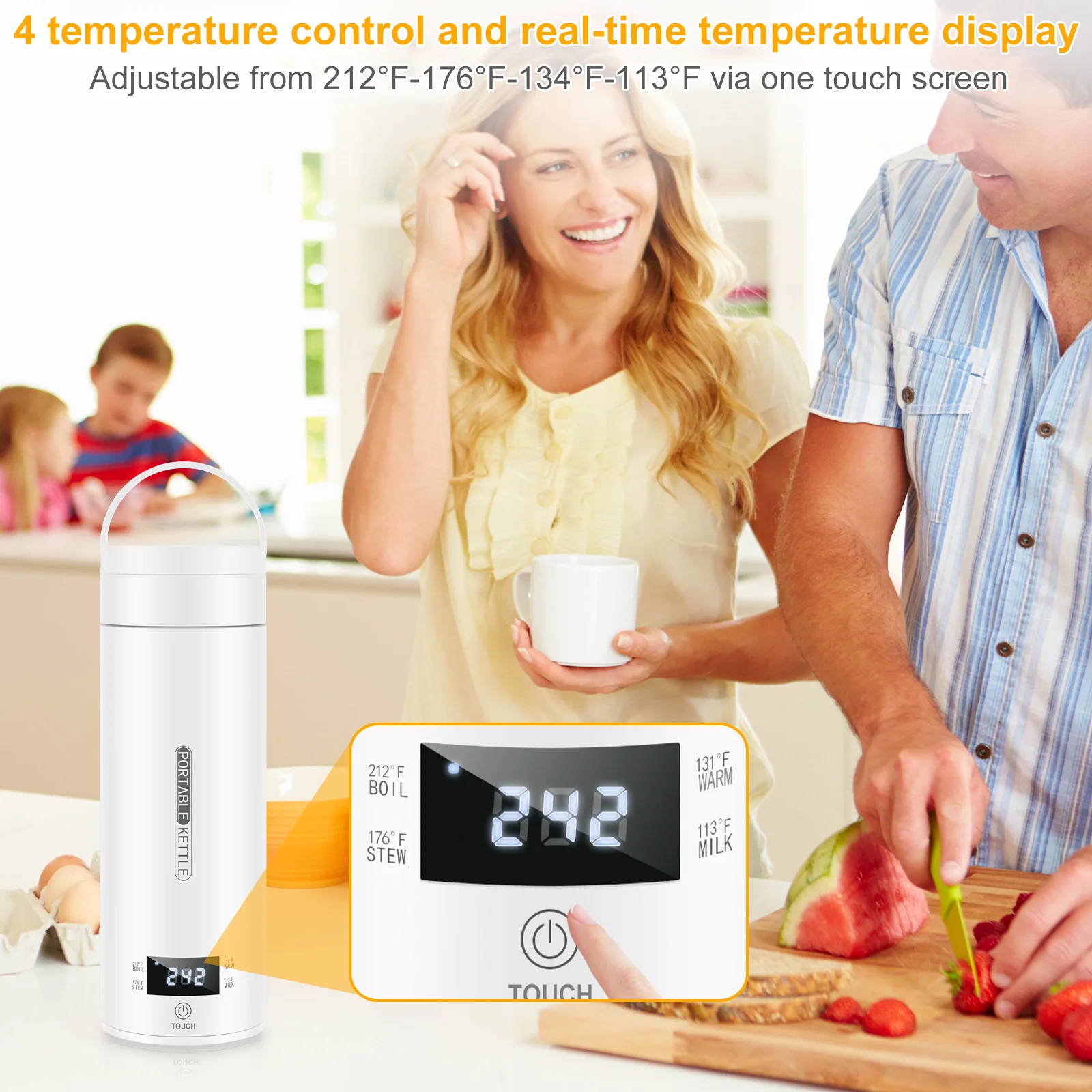 Portable Travel Kettle with Display 4 Temperature Control Water Boiler Cup Automatic Shut Off Electric Heating Cup for Travel, folding kettle,portable folding kettle