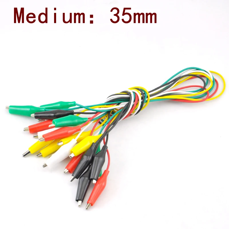 Alligator Clips 10pcs Colorful Electric DIY Small Battery Power Cord Sheath Double Head Test Clamp 28mm 35mm 45mm 50cm