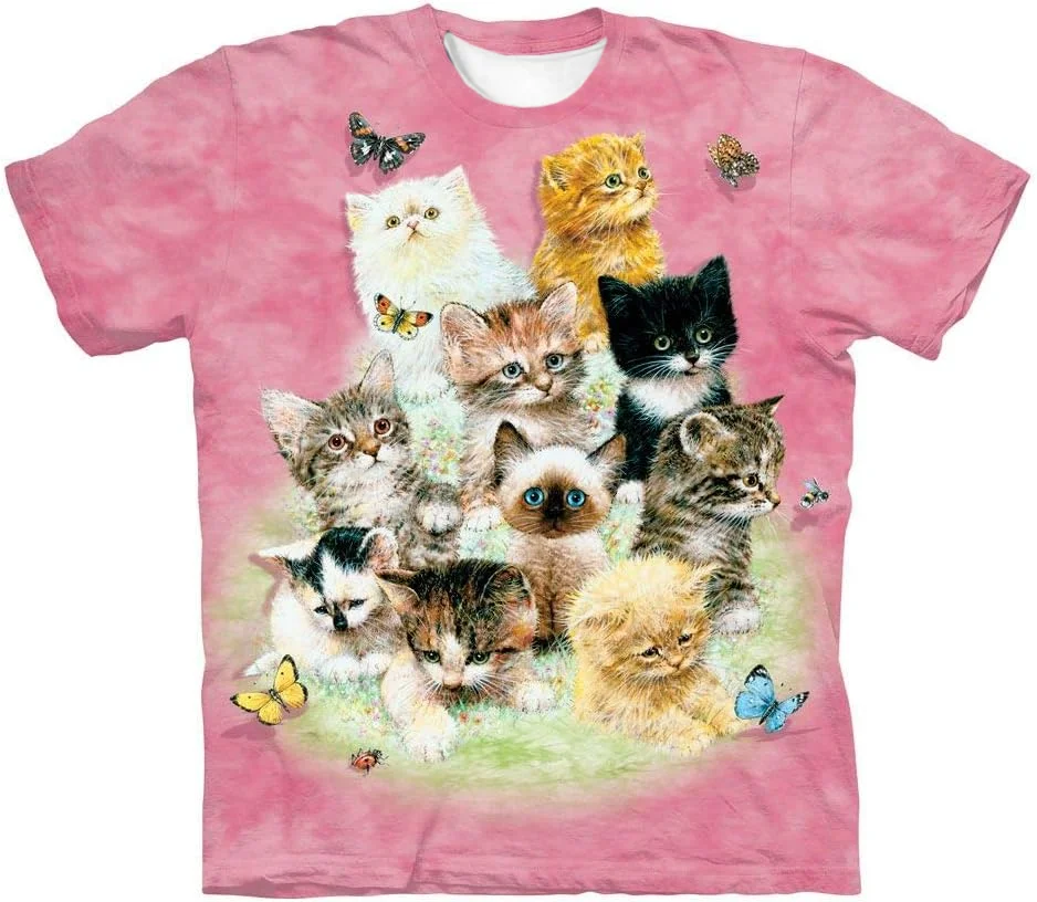 Tie-Dye-T-Shirt mit 3D-Druck für Erwachsene und Kinder mit mehreren Katzen – perfekt für Katzenbesitzer, um auf dem Weg zum Ausgehen Aufmerksamkeit zu erregen! – Detail 12