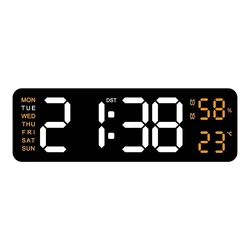 Large LED Digital Wall Clock with Temperature, Humidity, and Auto - Dimmer - USB Powered, 12/24H Format, Alarm Function (ABO)