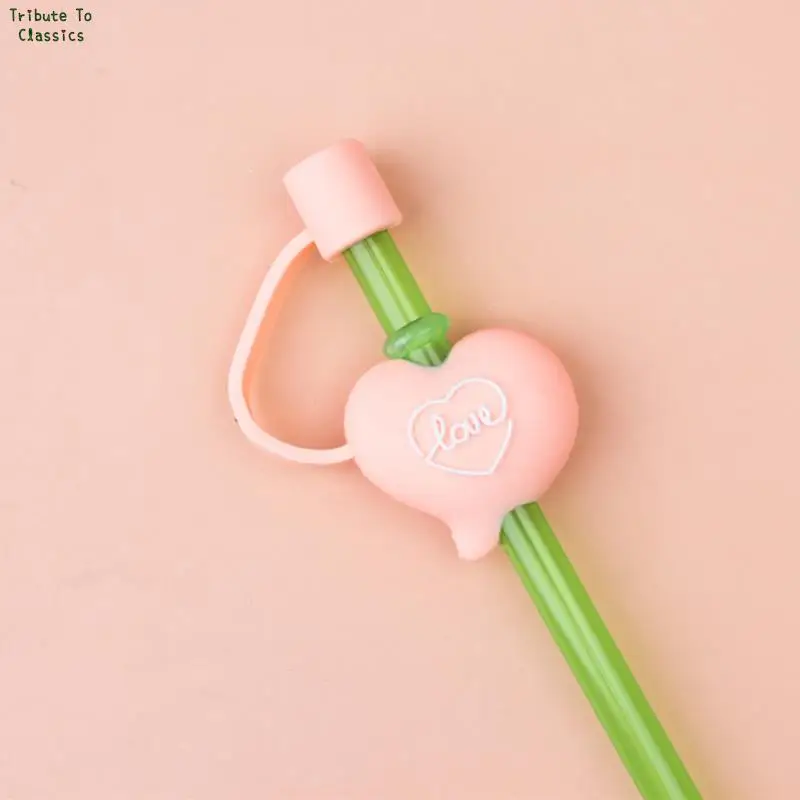 Silicone, Pink Heart straw cover/cap