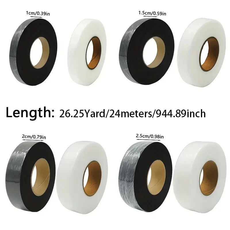 Black White Double-sided Interlining Adhesive Fabric Clothes Iron On Hem Tape Interlining Web DIY Sewing Patchwork Acces 2Roll