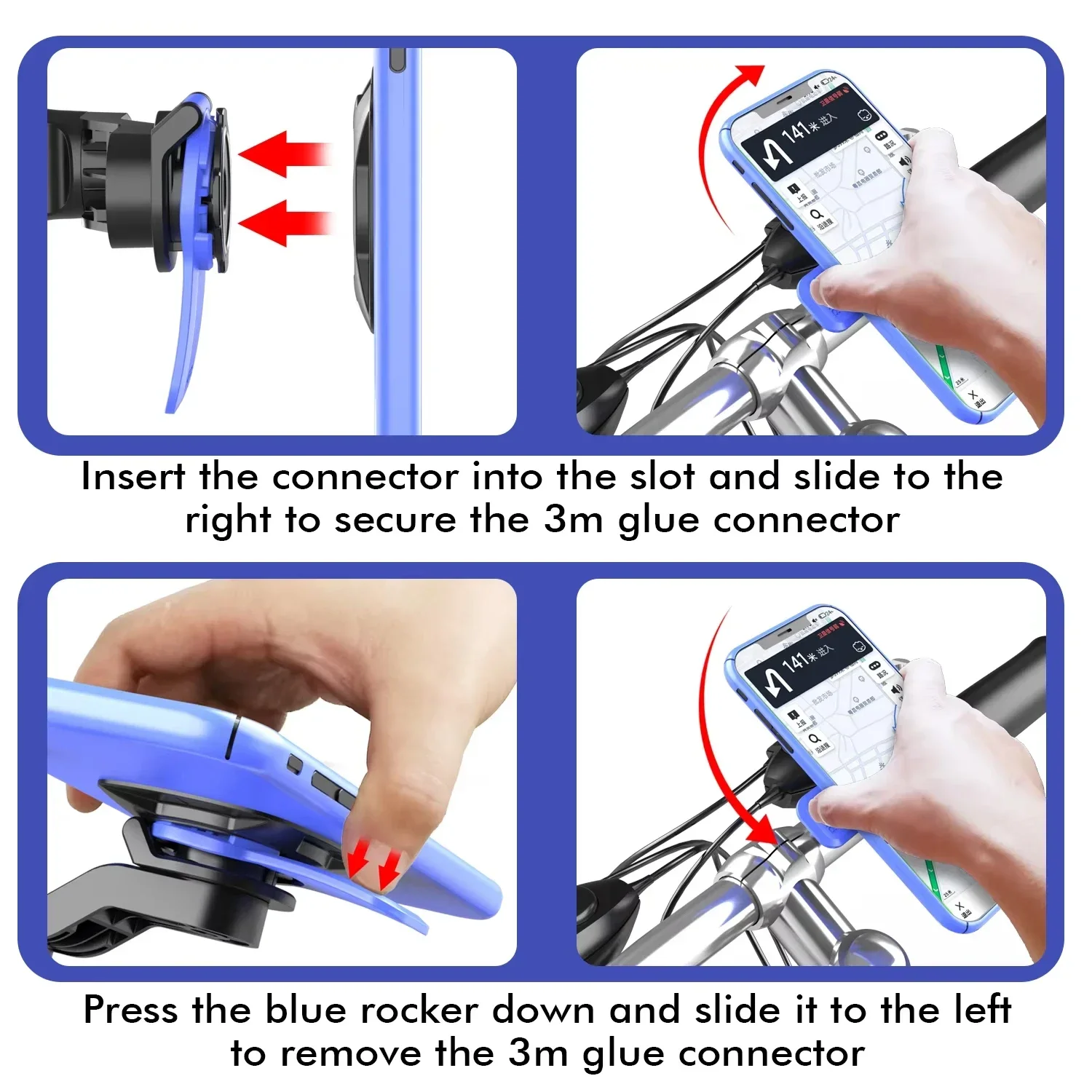 Detachable 360° Rotating Shock-Absorbing Phone Holder for Bikes and Motorcycles