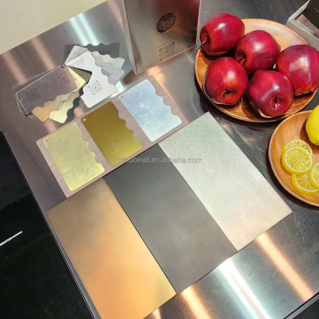 Manufacturer High Quality Luxury 304 Stainless Steel Modular Kitchen Kitchen Island Set PVD Powder Coating Whole House
