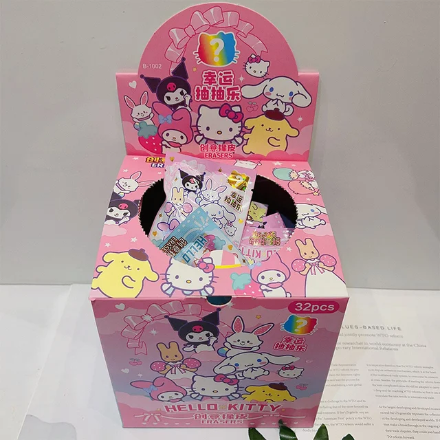32pcs Sanrio Blind Box Doll Eraser Cartoon Cute Hello Kitty My Melody Kuromi Eraser Mystery Box Student Stationery Birthday Gift 3