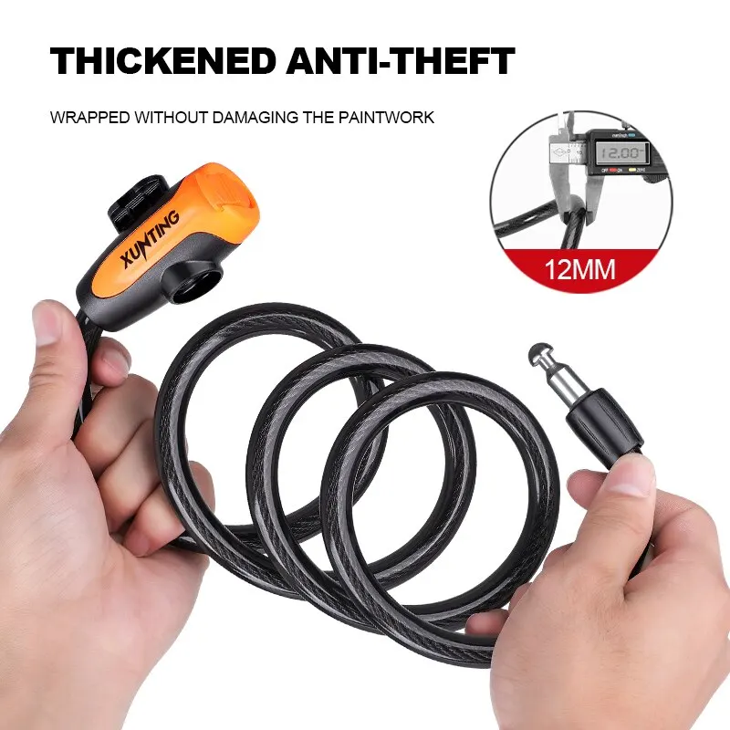 Bicycle Cable Lock Xunting Coiled Secure Keys with Mounting Bracket Weathproof Anti Theft Scooter Bicycle