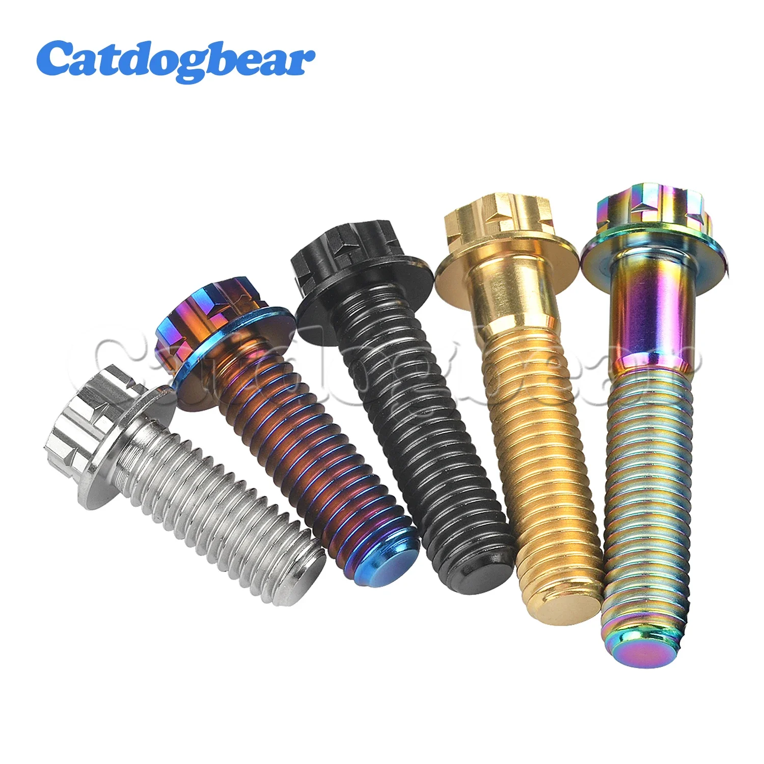 Catdogbear 4PCS 티타늄 볼트 M8X20 25 30 35 40 45 50 55mm Torx 플랜지 모터 자전거 디스크 브레이크