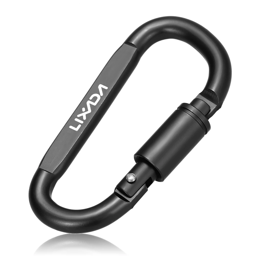 Climbing Carabiner Lixada Aluminum Alloy Carabiner Outdoor Climbing Camping Carabiner Locking Hook Screw D Buckle Keychain Multi Tools