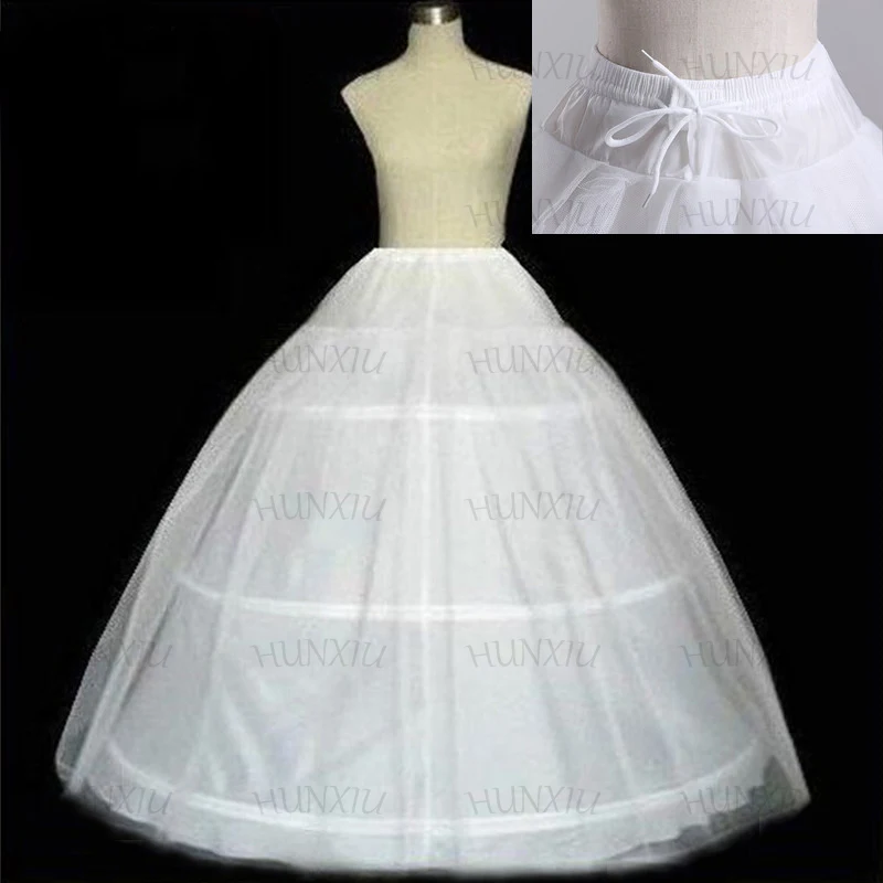 

HUNXIU High Quality White 3 Hoops A-Line Petticoat Crinoline Slip Underskirt For Ball Gown Wedding Dress Bride Accessories