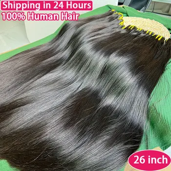 Bone Straight 100% Human Hair Double Weft Bundles #1B Natural Black 100% Raw Virgin Human Hair Extension Tissage 10-36 inch 1