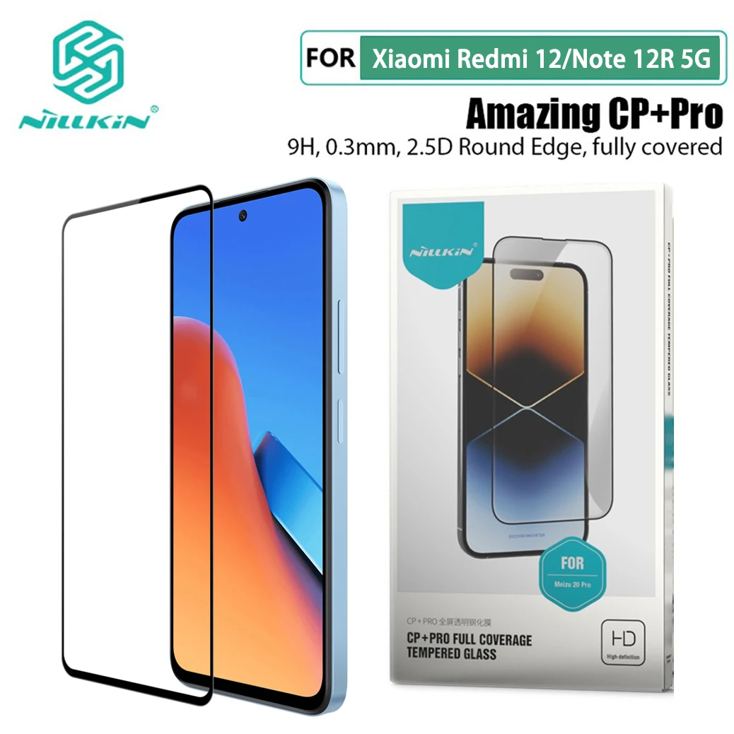 

Redmi 12 4G Glass Nillkin CP+PRO 2.5D Full Glue Fully Screen Protector For Xiaomi Redmi Note 12R 5G Tempered Glass