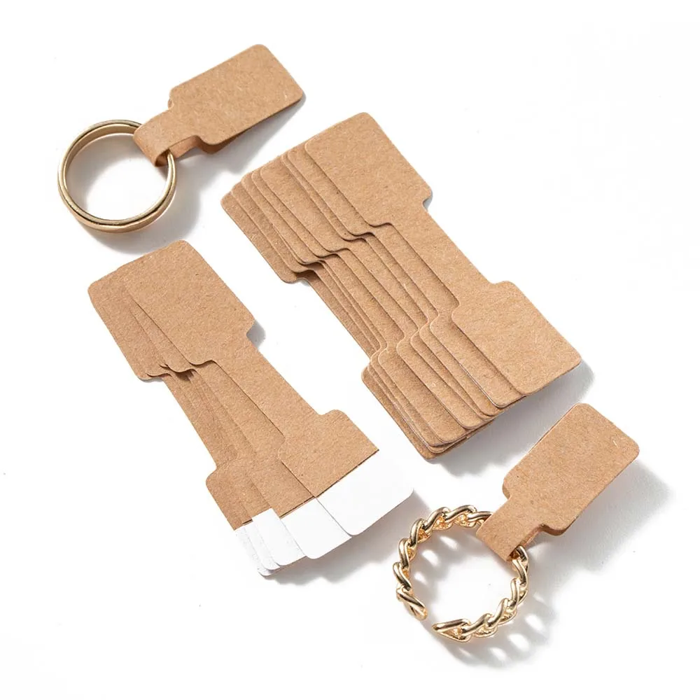 Rectangle Blank Jewelry Price Tags - Self Adhesive Barbell Sticker Cards for Display and Packaging