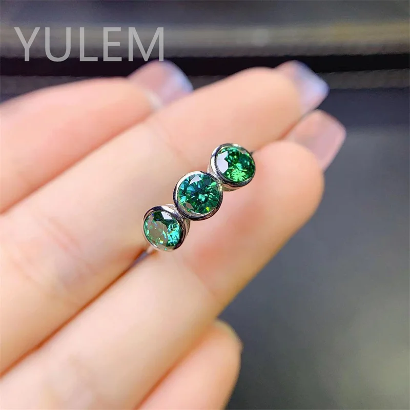 여성용 다크 그린 모이사나이트 반지, 로즈 골드 도금, 이터니티 반지, 실버 925 주얼리, 웨딩 다이아몬드 약혼 밴드, 18K