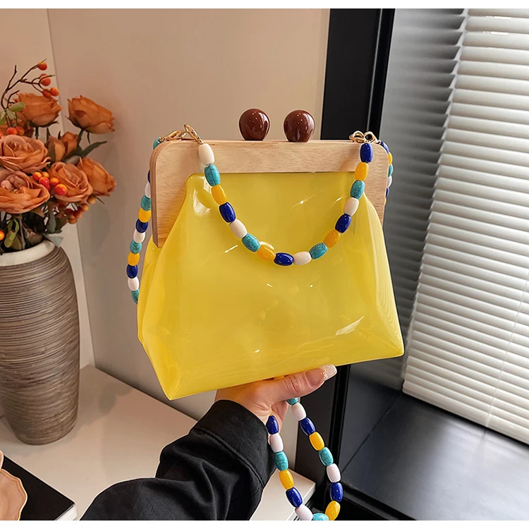 Beading Jelly Shoulder Bags Transparent PVC Crossbody Bags for Women Fashion Versatile Unique Design Internet Celebrity