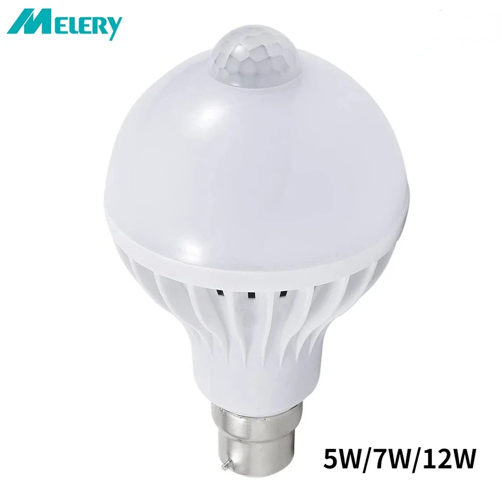 

B22 Motion Sensor Led Bulb PIR Night Light 5W/7W/12W Bayonet Ceiling Pendant for Lamp Bathroom Kitchen Bedroom Hallway Indoor