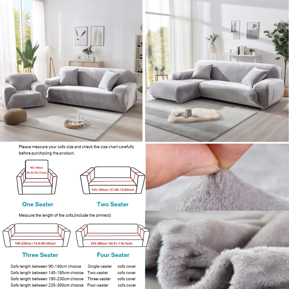 Thick Velvet Sofa Covers Couch Covers for 1/2/3/4 Chesterfield Cushion Couch Sofa High Stretch Slipcovers Furniture Protector 4