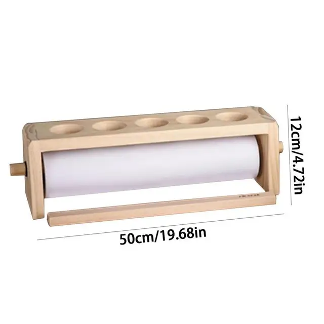 Art Papír Tekercs Adagoló Fa Tartó Asztali Rajz Szervező Kézműves - Image 6