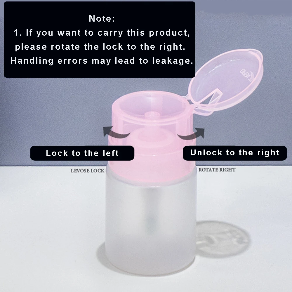 100/200ml Empty Press Pump Dispenser Plastic Lockable Leak-proof Nails Polish Remover Pressed Bottle Makeup Tools Liquid Storage nail polish remover