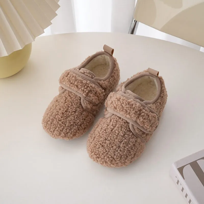 

Children's Wool Shoes Girls' Retro Winter Warm Plush Low Top Casual Shoes Boy's Cute Soft Soled Non-slip Infant Shoes