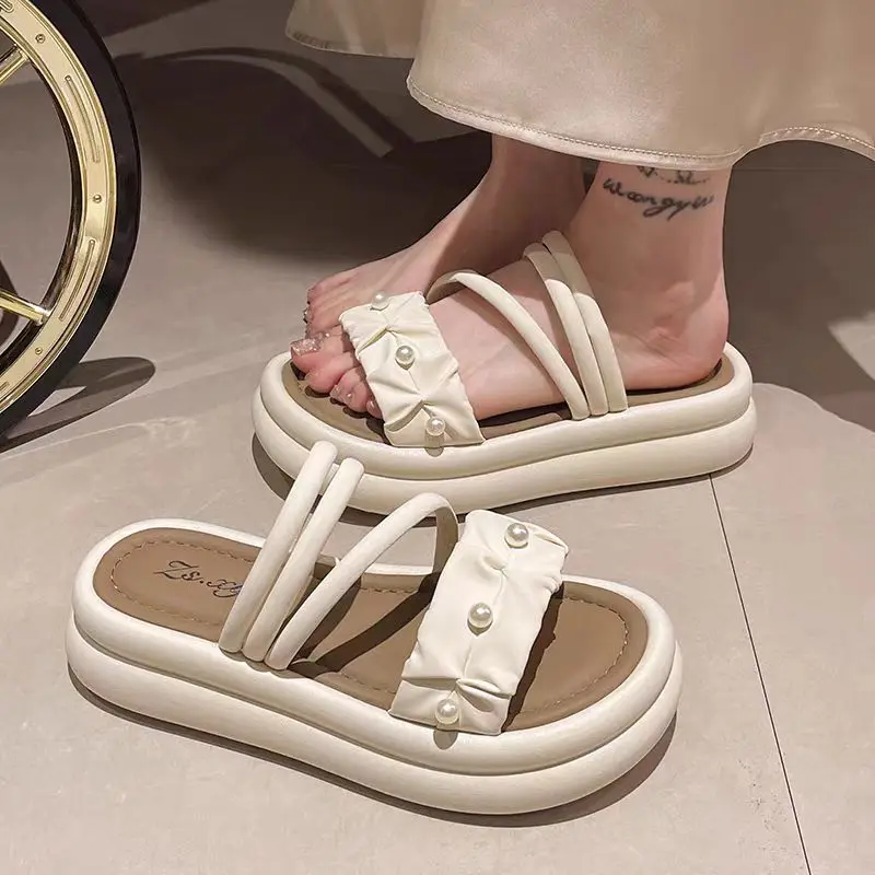 Women's Sandals 2024 New Summer Outdoor Wear Thick Bottom Versatile Slippers Casual Fashion Soft Bottom Two-Way Slip-On Slippers - 3