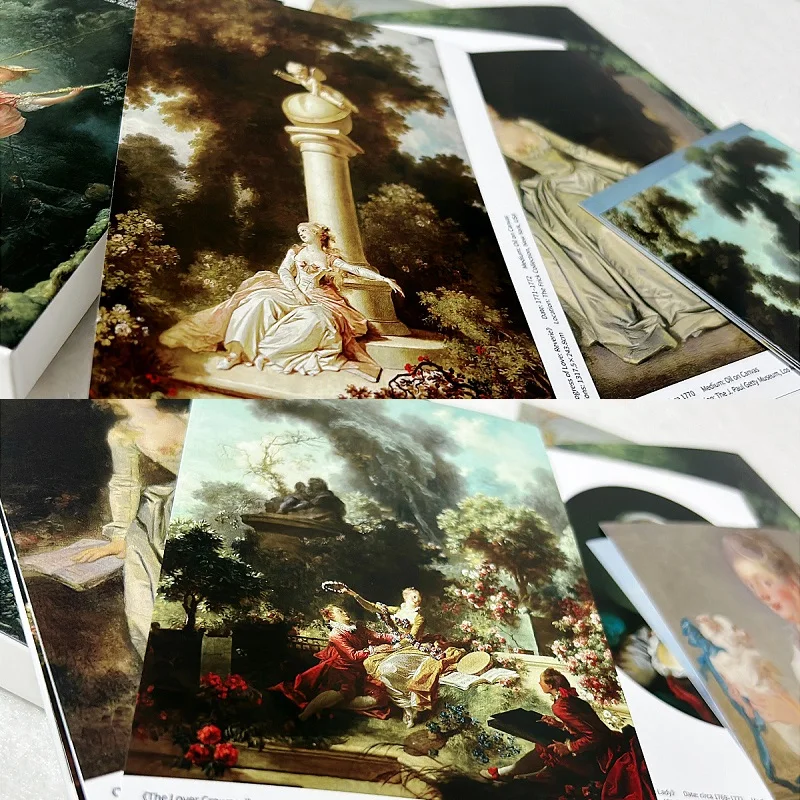 30개입 장인 프라곤아르드 유화 엽서 세트 - 빈티지 로코코 예술 명작, 인사말 및 홈 데코용