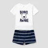 PatPat Family Matching 'BEARLY AWAKE' with Bear Face Stripe Pajamas (Flame Resistant) Suitable for Summer Season 3
