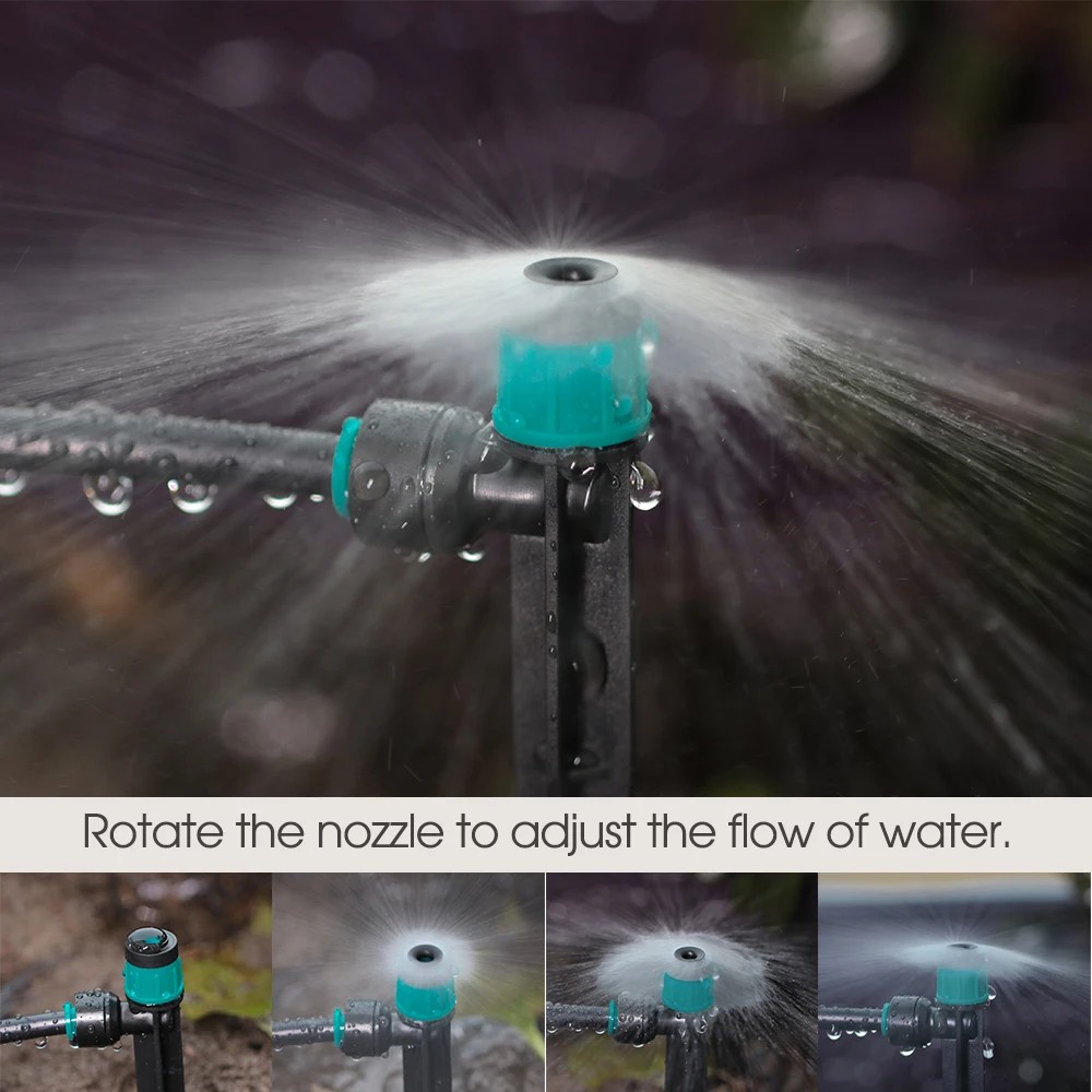 10PCS 14CM Bubbler Irrigation Sprinkler Drip Emitter Micro Spray Adjuatable Full Circle Pattern 1/4'' 4/6MM Quick Push Connecter