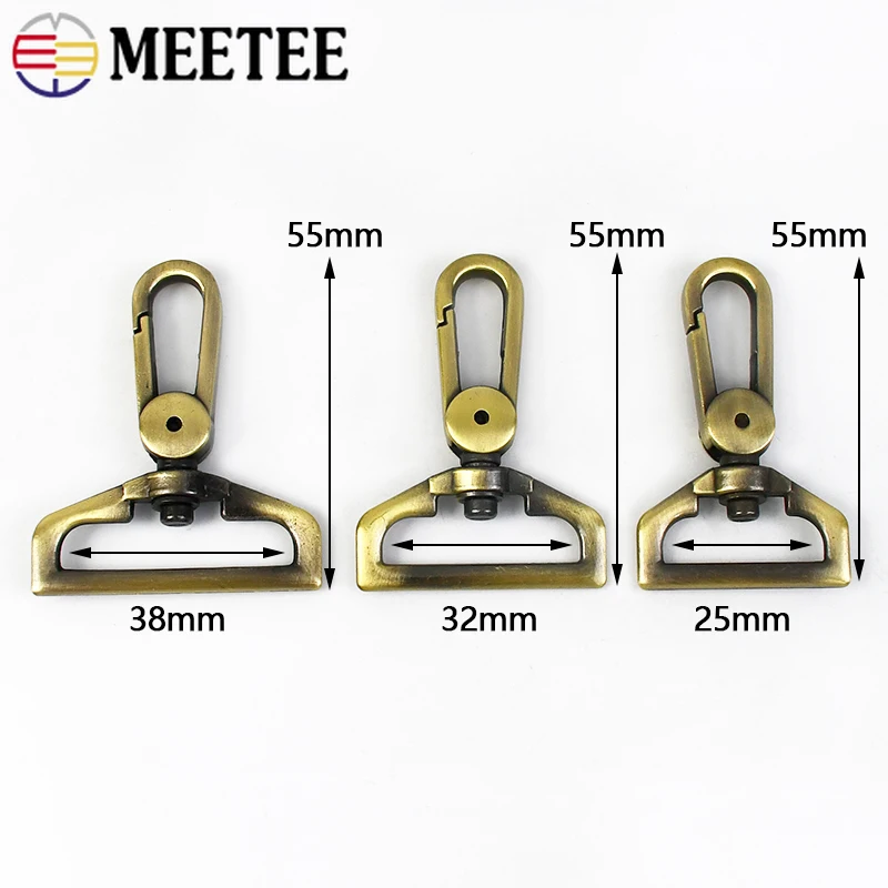 Meetee 금속 랍스터 걸쇠 버클 백 스트랩 카라비너 클립, 회전 트리거 스냅 후크 키체인 액세서리, 25mm, 32mm, 38mm, 2 개, 5 개
