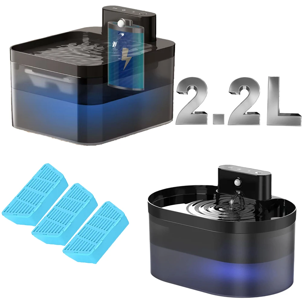 2.2L Wireless Cat Water Fountain Battery Operated Automatic Pet Water Fountain With Motion Sensor Dog Cat Water Dispenser Bowl 2.2L Wireless Cat Water Fountain Battery Operated Automatic Pet Water Fountain With Motion Sensor Dog Cat Water Dispenser Bowl