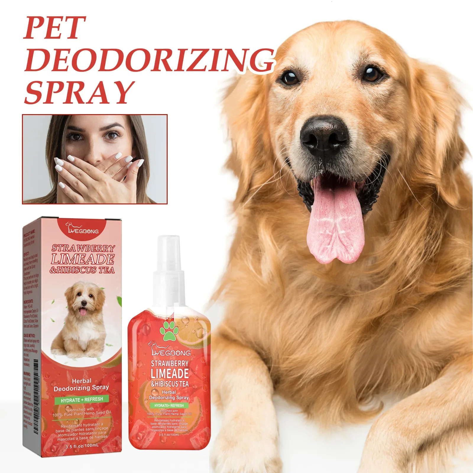YEGBONG Pet Deodorant Spray, Indoor Deodorant, Cat and Dog Deodorant, Deodorant and Fragrant, Fresh Purifying Agent