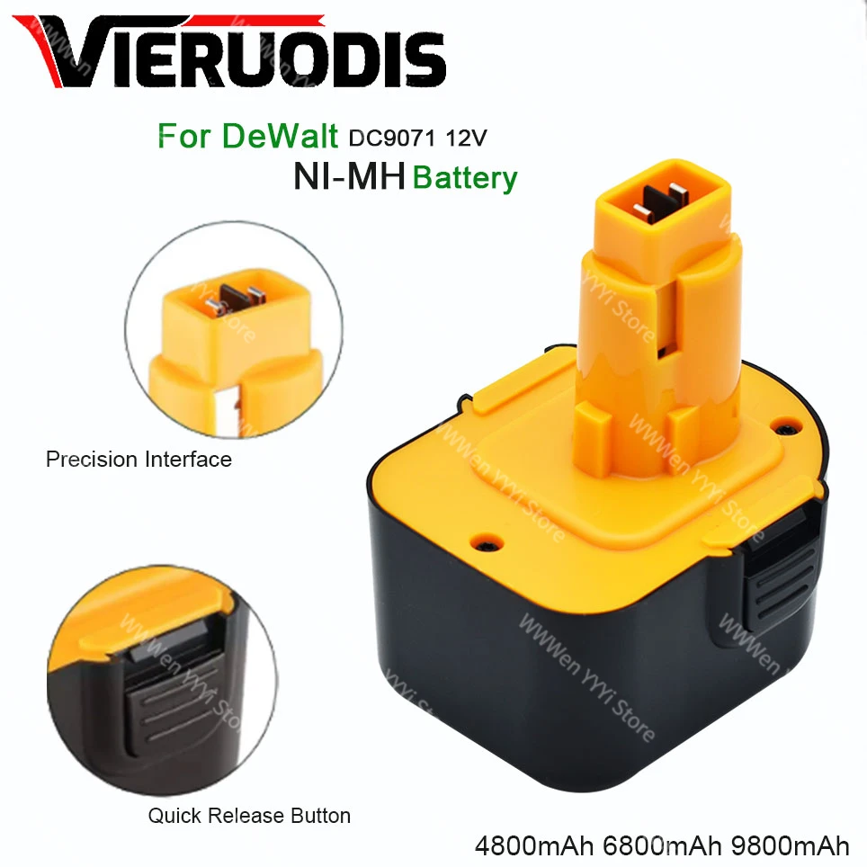 

6800mAh 12V For Dewalt NI-MH Power Tool Battery DW9072 DW9071 DC9071 DE9037 DE9071 DE9072 DE9074 DE9075 152250-27