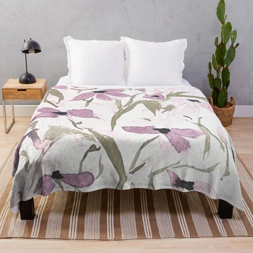 

Botanical Watercolor Throw Blanket blankets and throws Baby Blankets