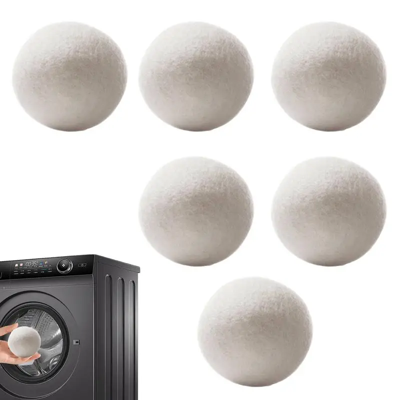 Wool Dryer Balls Laundry Reusable Sheet & Fabric Softener Set Of 6 Reusable Fabric Softener Ball Reduces Clothing Wrinkles And