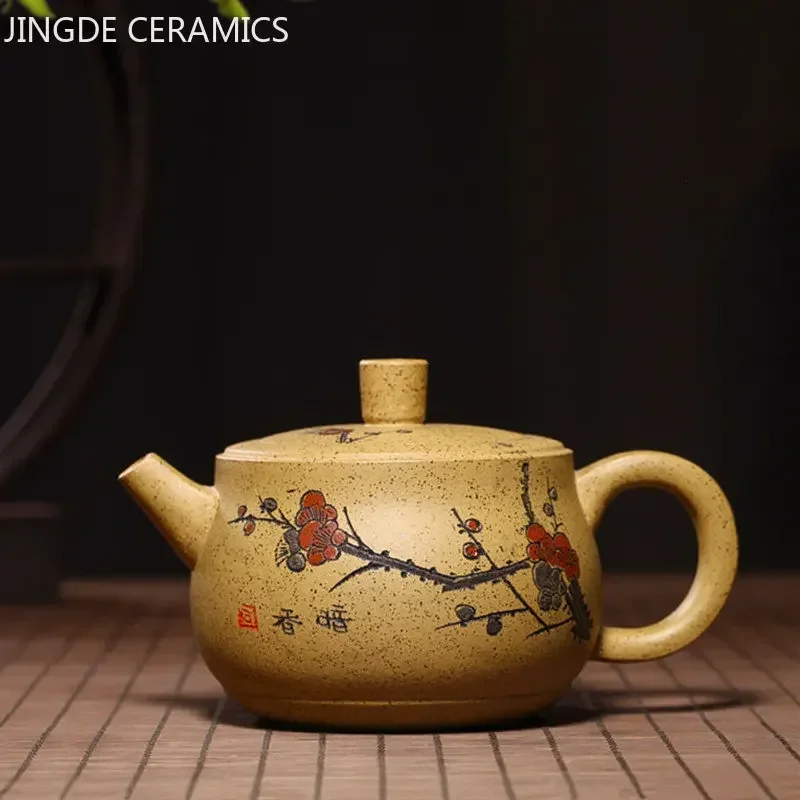 

Antique Yixing Purple Clay Tea Pot Handpainted Plum Blossom Beauty Teapot Raw Ore Section Mud Filter Kettle Zisha Tea Set 280ml