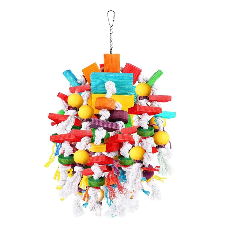 

Bird Parrot Chewing Toys Multicolored Wooden Blocks Tearing Toys With Wood Beads,Best Bird Toys For Parrot