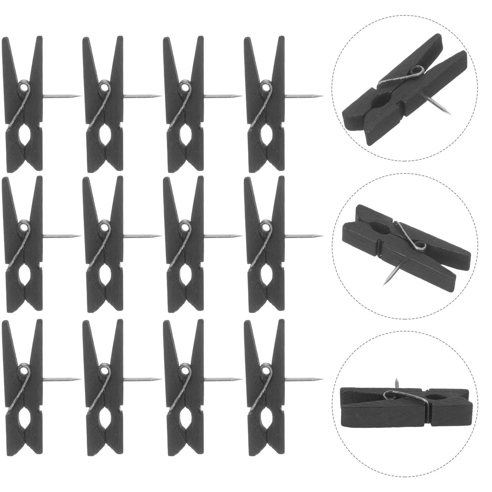 

Cubical Accessories for Work Thumbtack Clip Wooden Clothespins Photo Fixing Clamp
