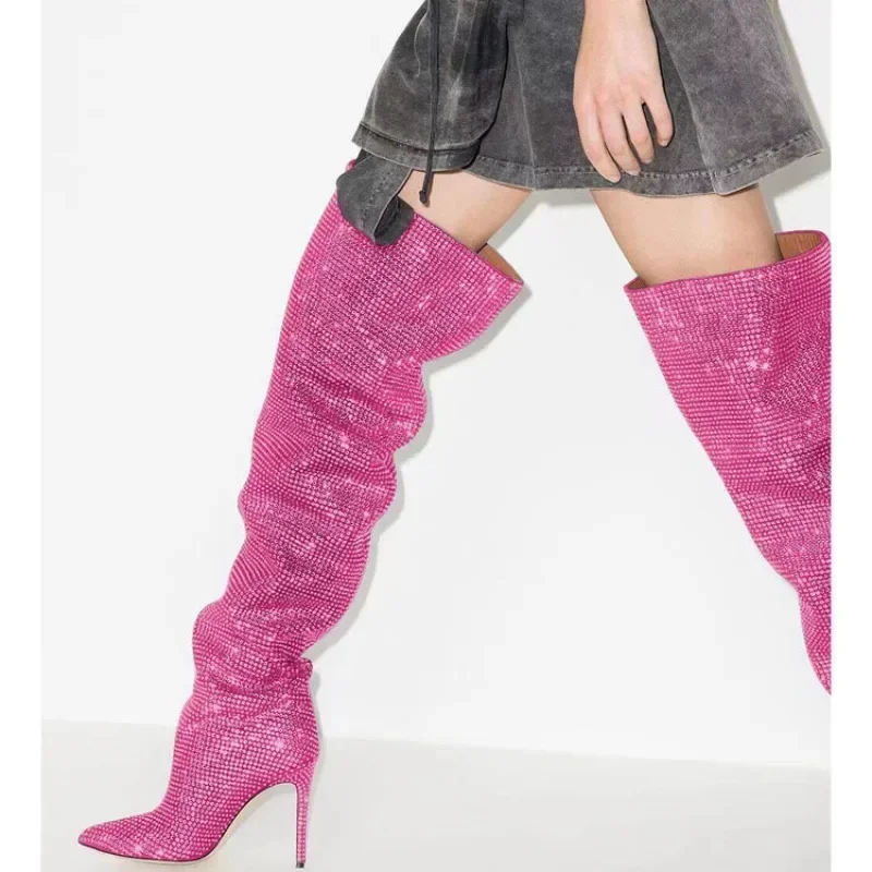 Women High Heel Boots Fashion Sexy Thin Full Knee Length Fashion Week Show Spicy Mom Banquet women high heel boots