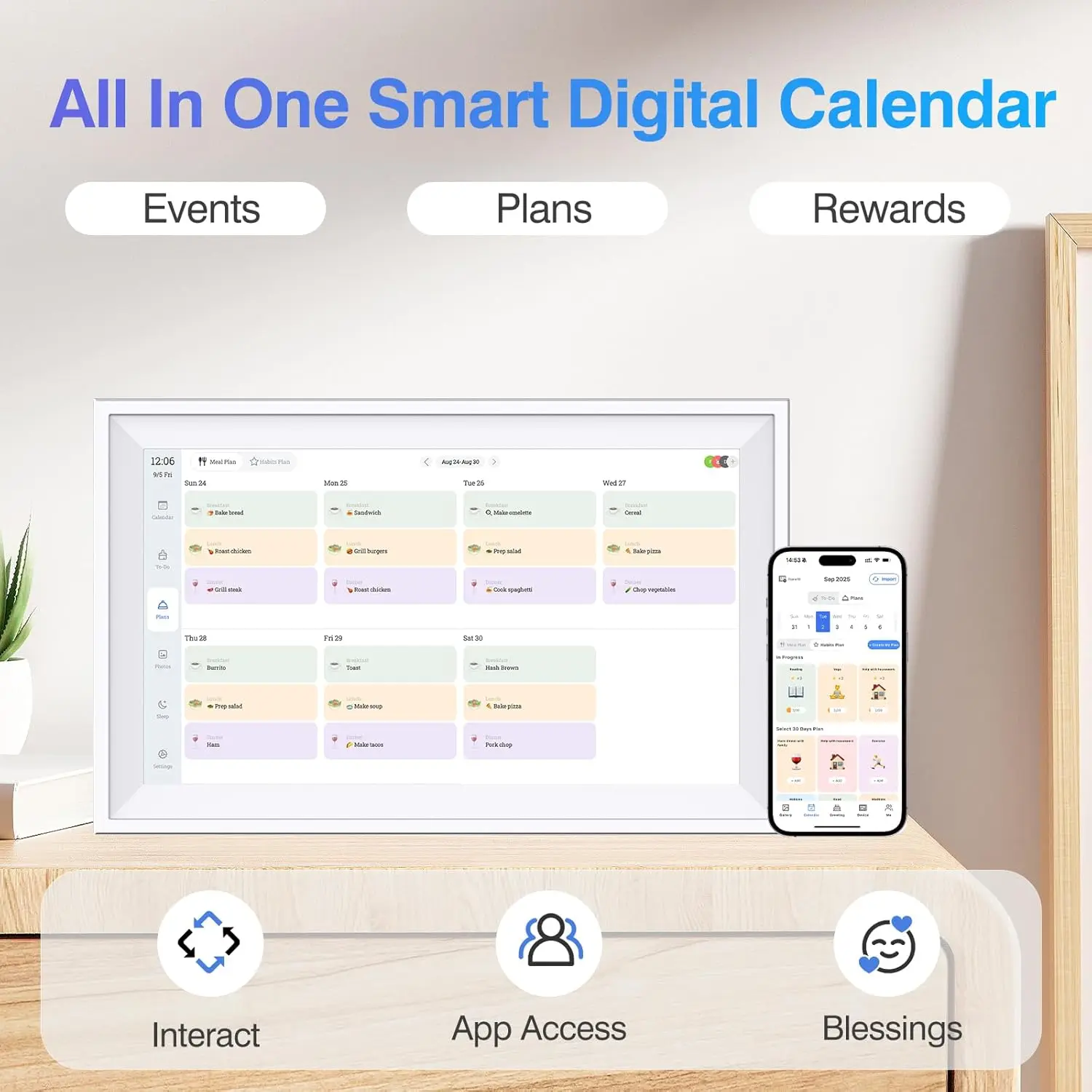 Digital Calendar 15.6 inch Wall Calendar Planner with Touch Screen, Electronic Calendars for Family Organizer, Smart Chore Chart