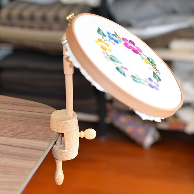 Wooden Embroidery Frame Desktop Embedded Table Embroidery Stand 360 Degree  Adjustable DIY Sewing Accessories Tools For Hand Work - AliExpress