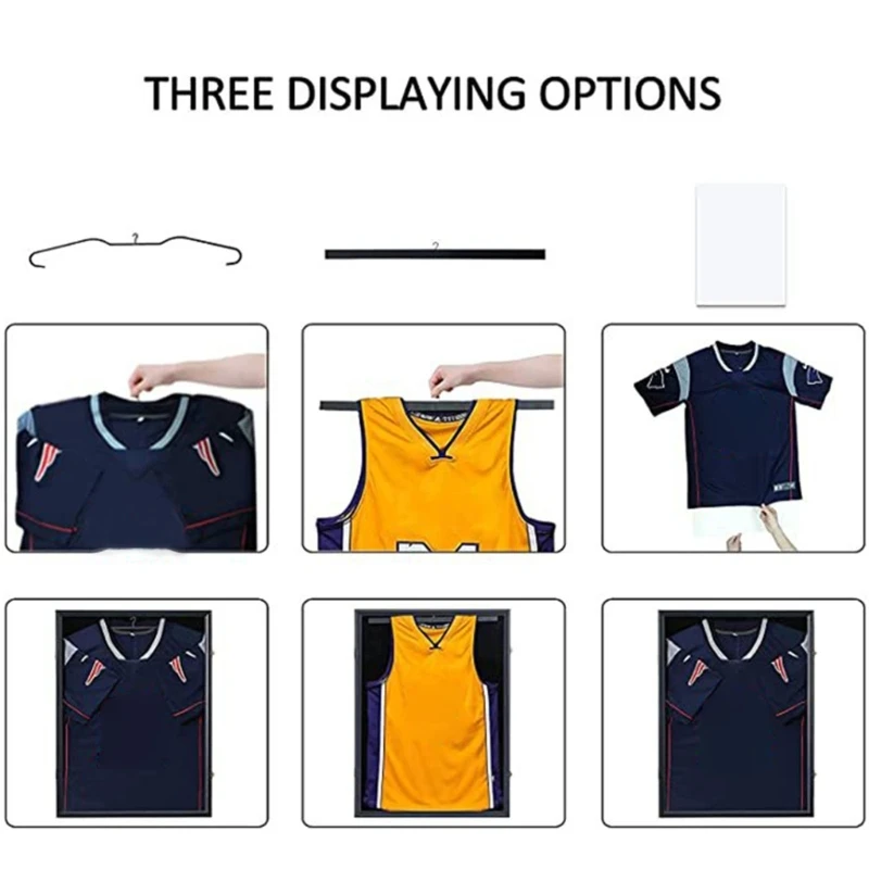 Caja De Sombra Con Marco De Jersey, Organizador De Camisetas Deportivas, Protección De Montaje En Pared Versátil De Madera Para Camisa, Uniforme De Fútbol Y Hockey - AliExprs 15