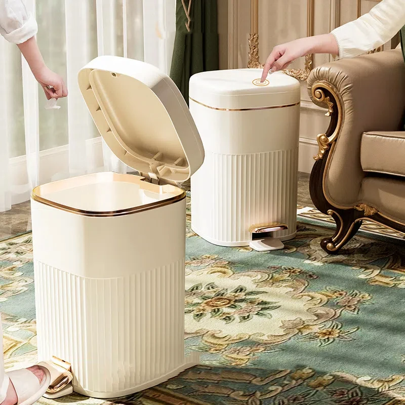 8L Trash Bin With Pedal Lid Light Luxury Trash Can For Kitchen Toilet Living Room Large Capacity Wastebasket Simple and Modern