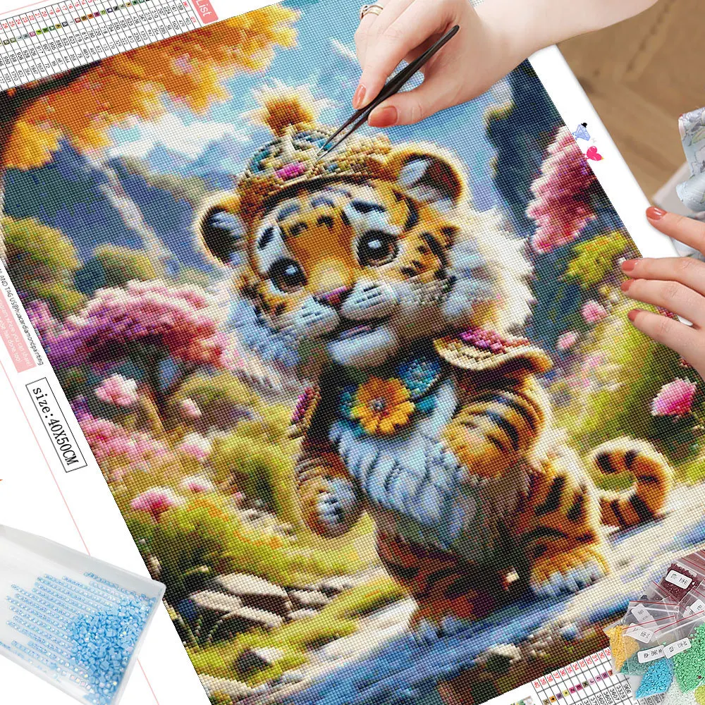 Huacan Diamond Painting Kits Tiger Black And White New Arrivals