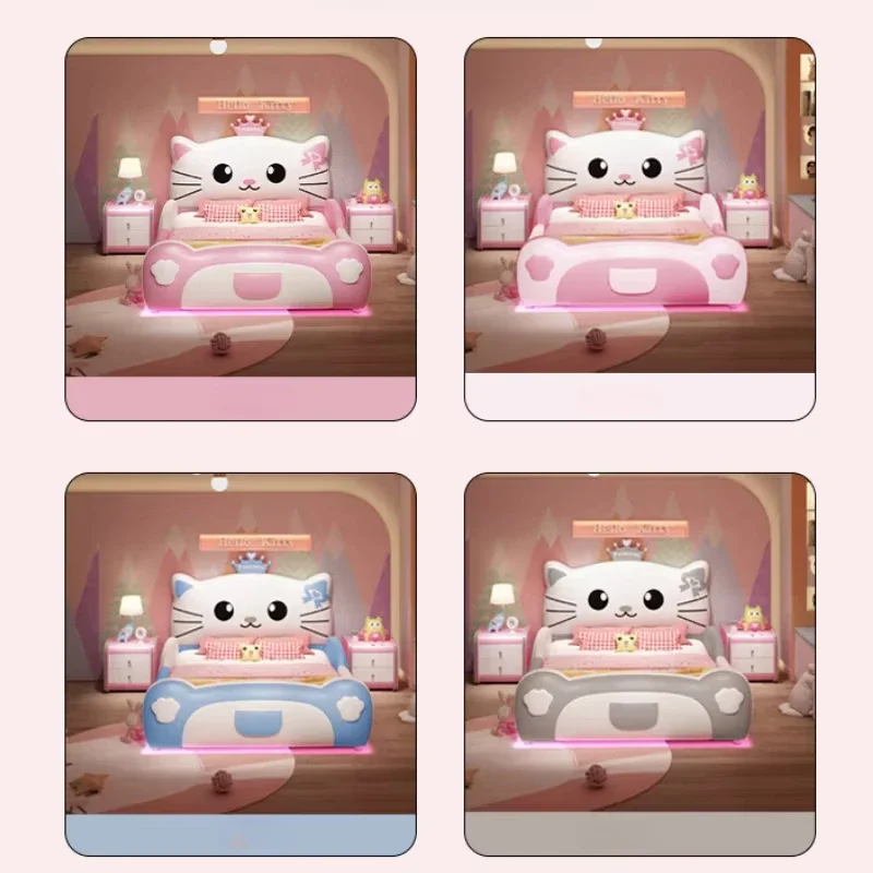 Princess Girls Luxury Double Bed Modern Soft Design Loft Single Children Beds Frames Baby Lit Cabane Enfant Bedroom Furniture 3
