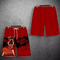 2024 Hot Sale Japanese Anime Shorts Men's SLAM DUNK Printed 5-Point Pants Ice Silk Quick-Drying Sakuragi Flower Road Beach Pants 1