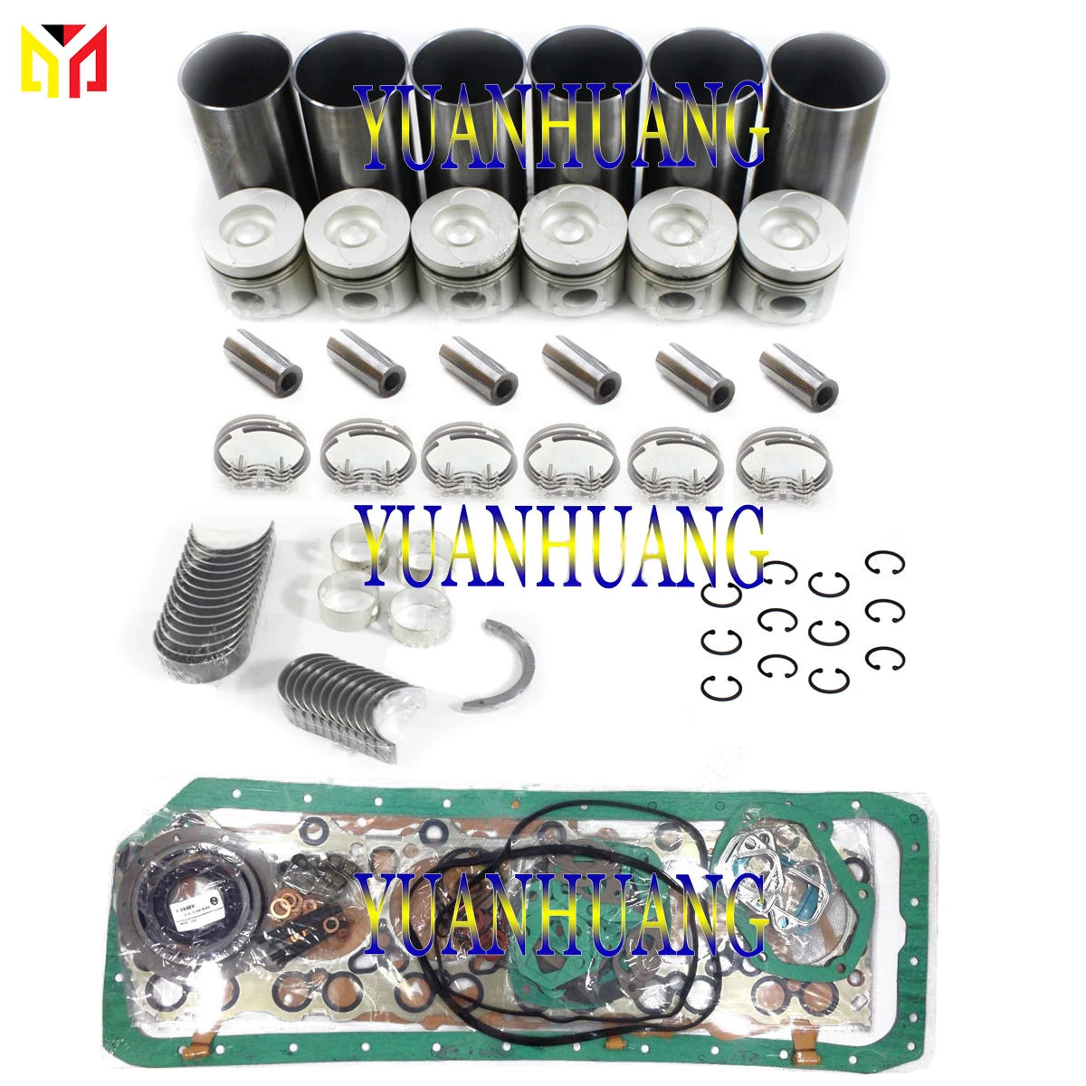 

New 6D22 Engine Rebuild Kit WIth Valve Seat Guide Overhual Repair Gasket Set For Mitsubishi Diesel Liner Piston Ring Bearing