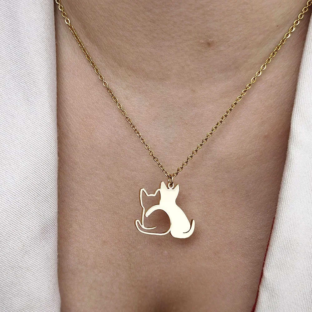 double cat necklace