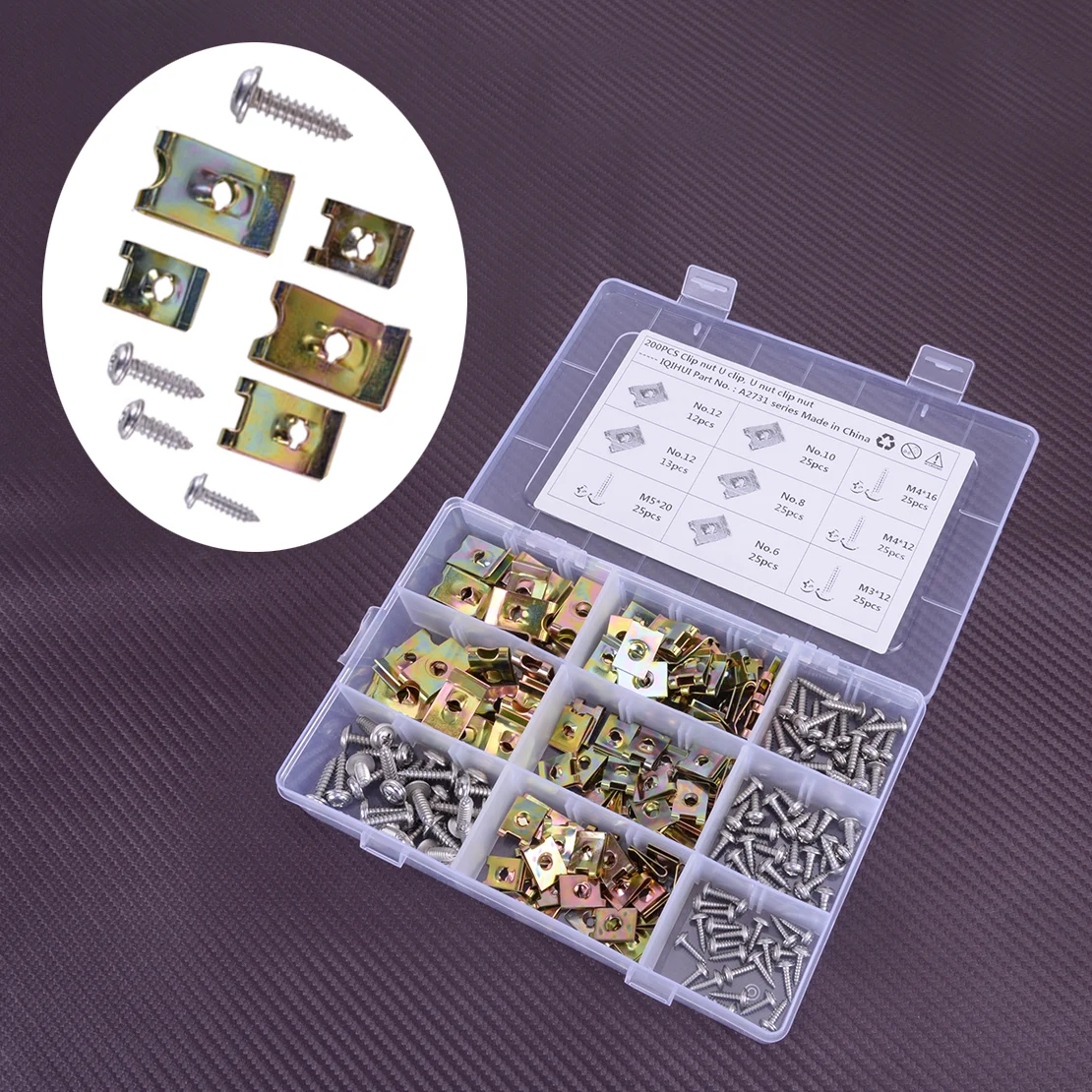

1 Set Assorted U Reed Nut Spire Clip Screw Bolt Panel Trim Fastener Retainer Fit for Universal Car