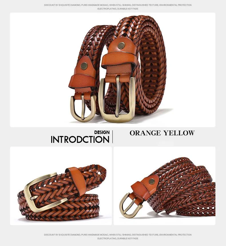 Jauna, karsti pārdota, roku darbs austa josta, īsta āda, govs āda, vīriešu retro ikdienas adatas sprādze, doba sieviešu josta_voghion.com